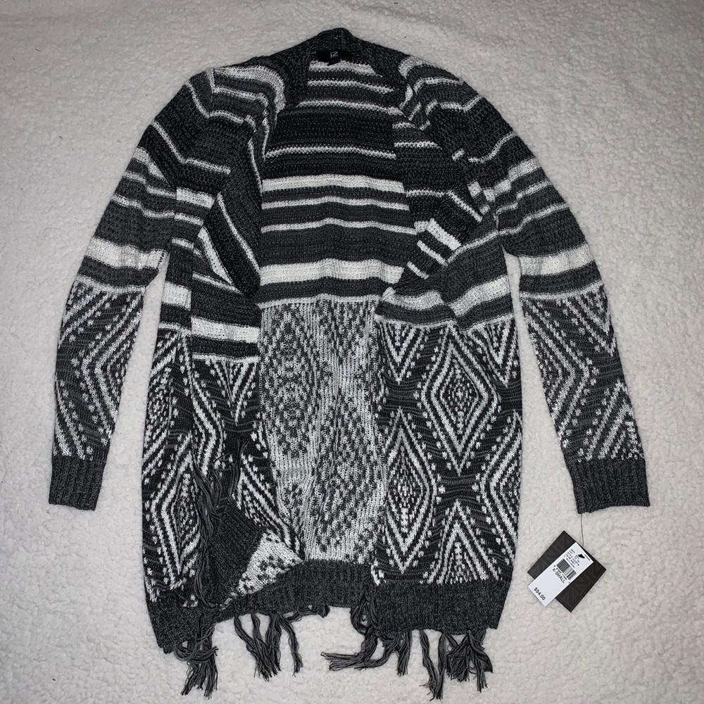 Grey and white cardigan